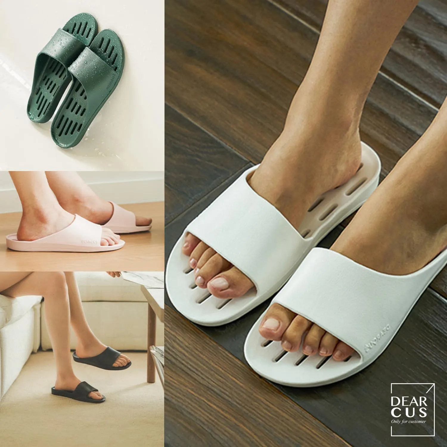 DEARCUS Shower Slipper Ultra Lightweight & Durable Slim Sole - Quick Drying Pool Slides Slippers with Optimal Height and Soft - Nuvola