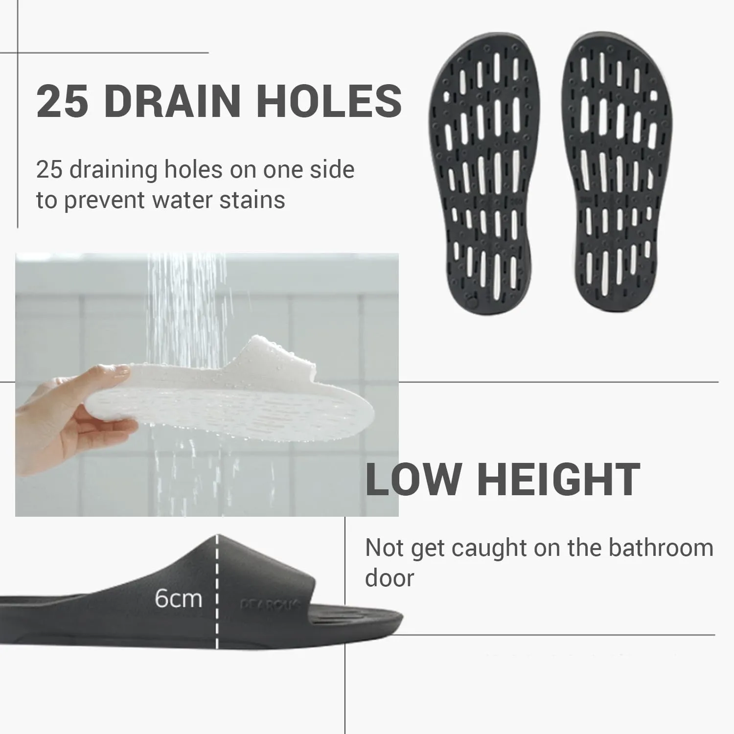 DEARCUS Shower Slipper Ultra Lightweight & Durable Slim Sole - Quick Drying Pool Slides Slippers with Optimal Height and Soft - Nuvola