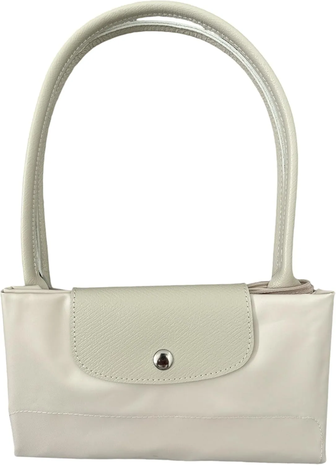 Designer-like Tote | Genuine Leather Trimming | Foldable | Nylon | Lightweight | Zipper Closure | Flat Inside Pockets