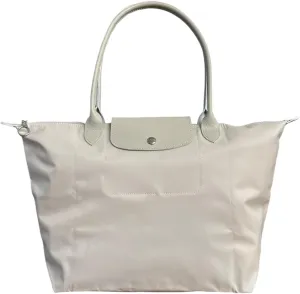 Designer-like Tote | Genuine Leather Trimming | Foldable | Nylon | Lightweight | Zipper Closure | Flat Inside Pockets