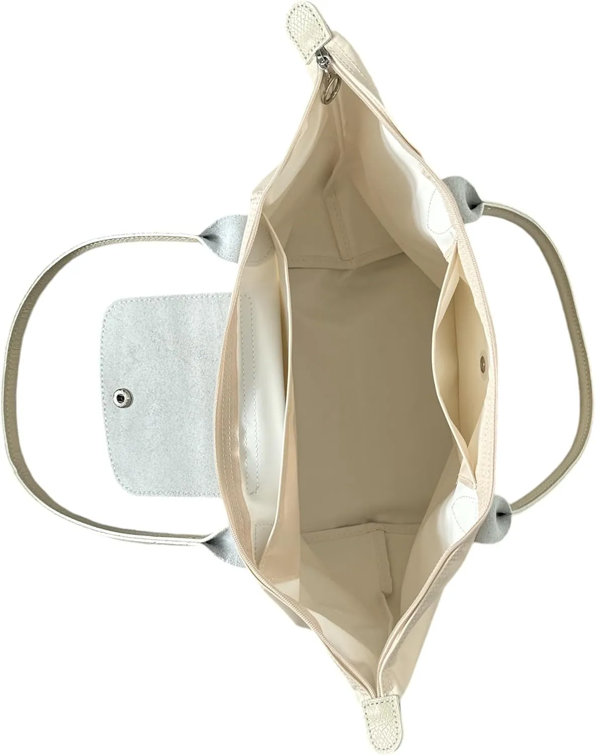 Designer-like Tote | Genuine Leather Trimming | Foldable | Nylon | Lightweight | Zipper Closure | Flat Inside Pockets