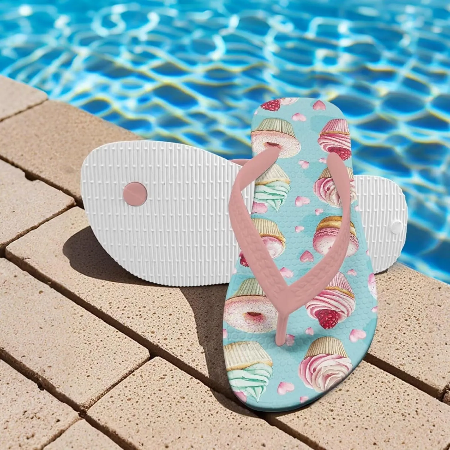 Desserts Girls Sandals Flip Flops Quick Drying Bathroom Slippers Comfy Open Toe Summer Slipper Ultra-Light