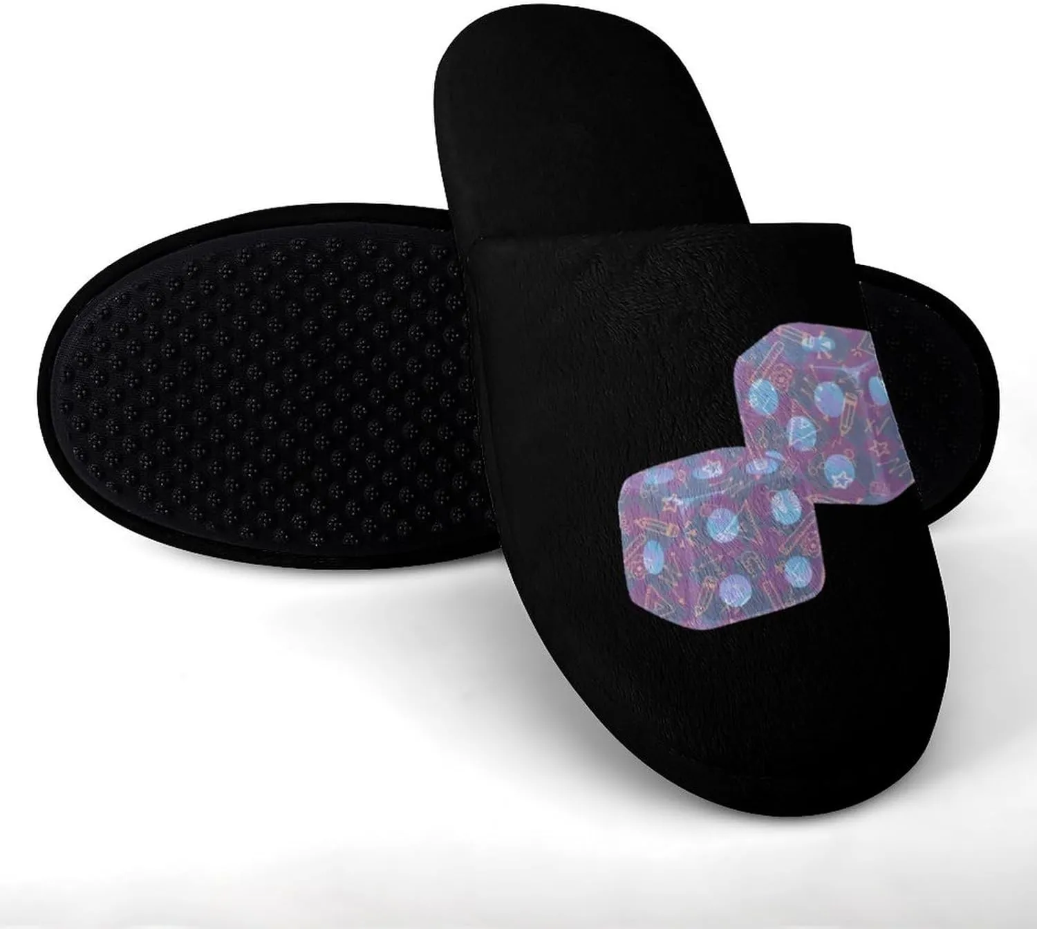 Dice Math Physics Cotton Spa Slippers Lightweight Memory Foam Anti-skid Indoor House Shoes Slip-On Slippers