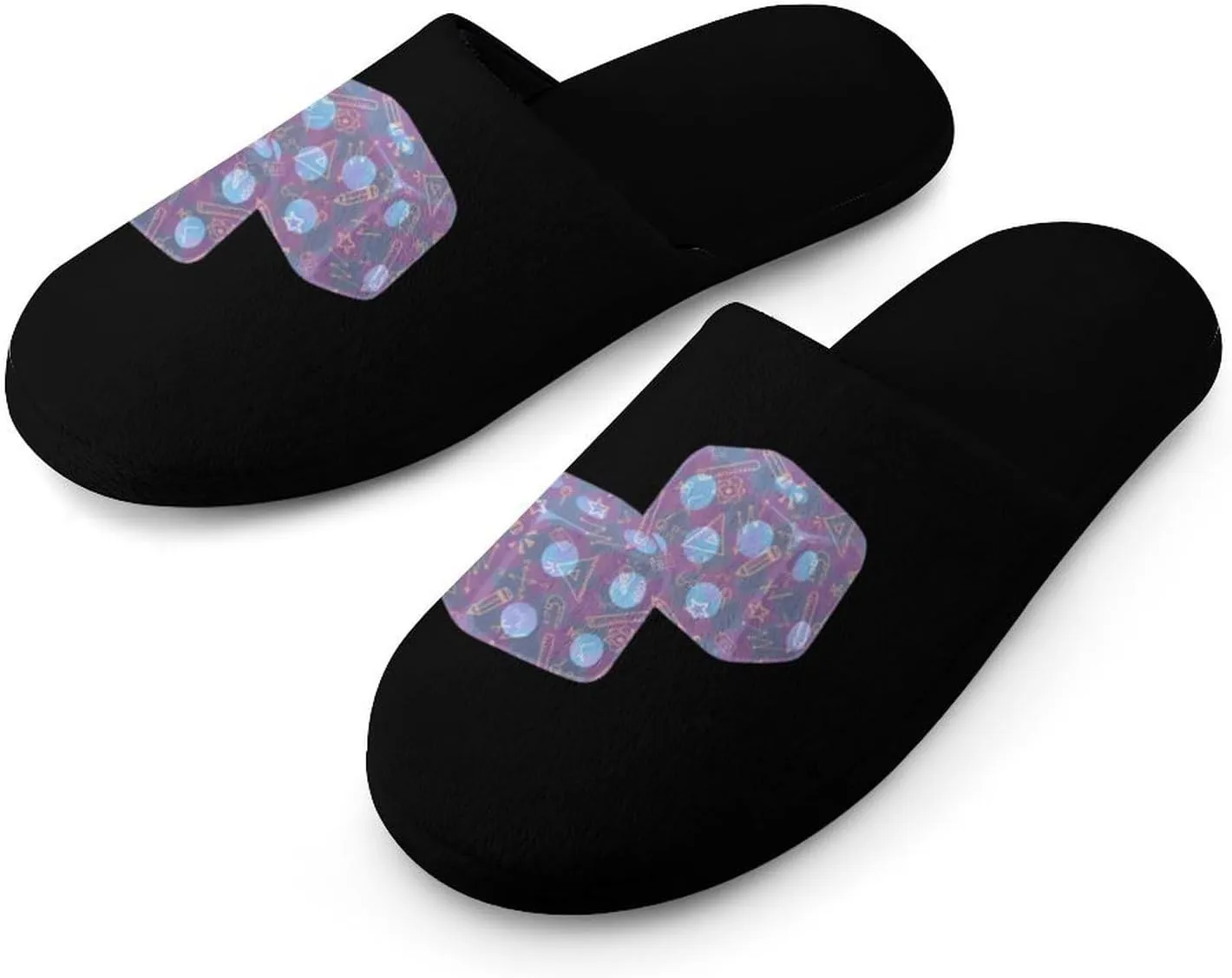 Dice Math Physics Cotton Spa Slippers Lightweight Memory Foam Anti-skid Indoor House Shoes Slip-On Slippers