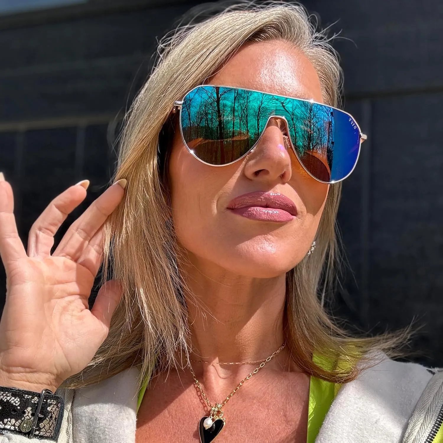 DIFF Dash Shield Aviator Sunglasses for Women UV400 Protection