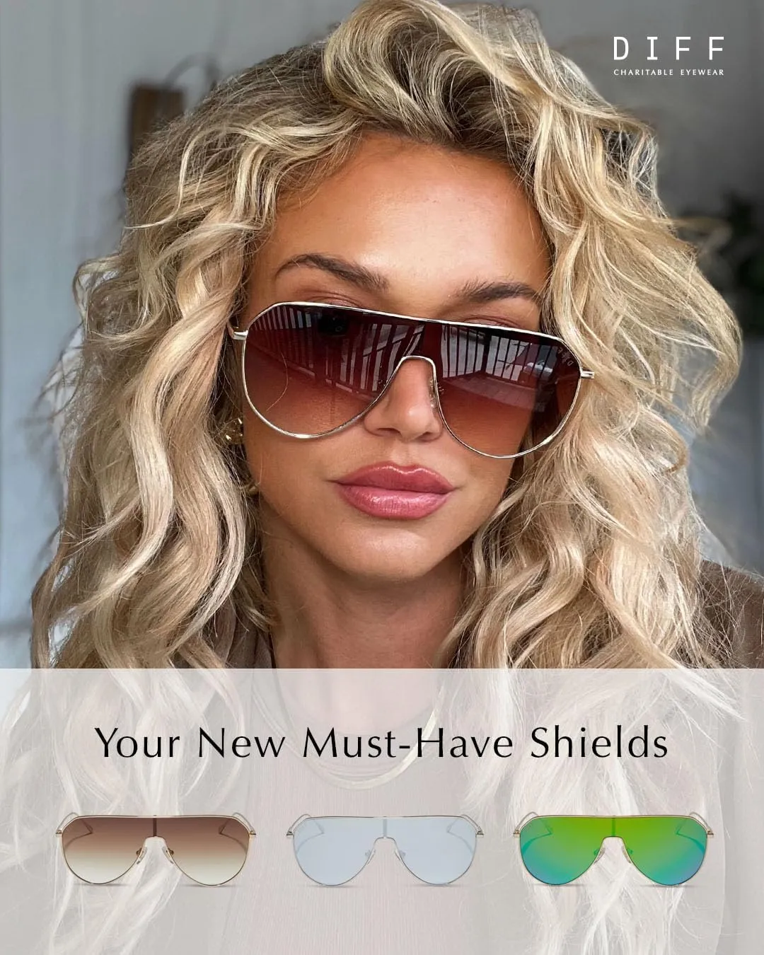 DIFF Dash Shield Aviator Sunglasses for Women UV400 Protection