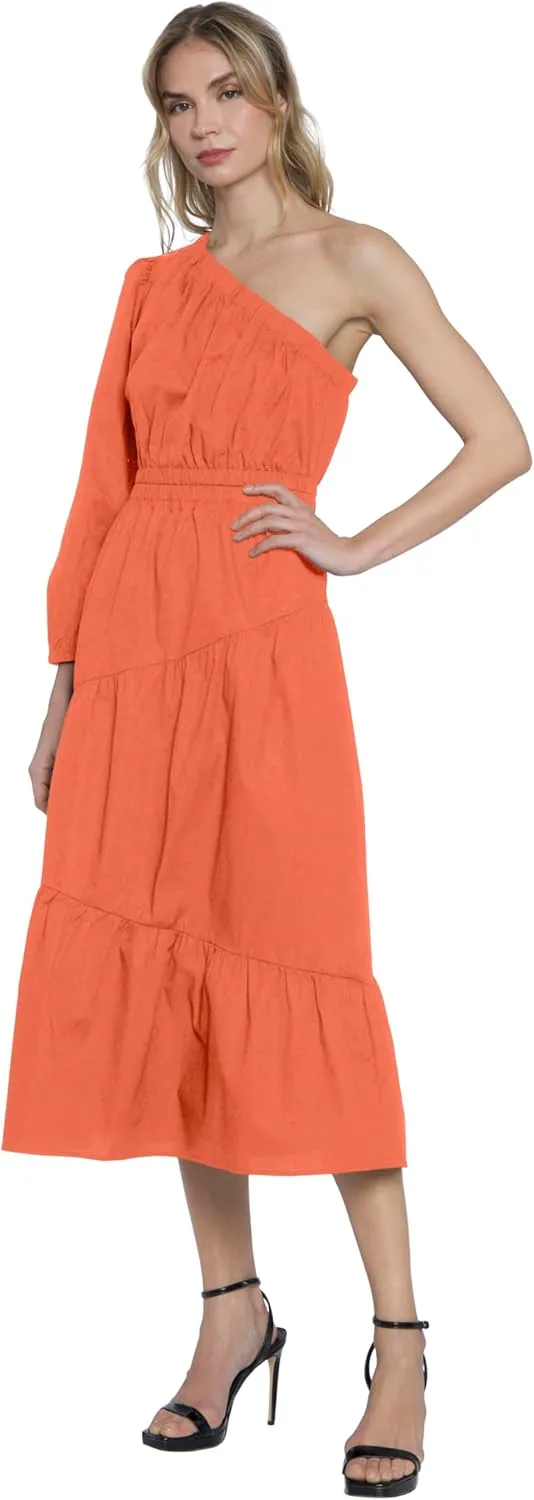 Donna Morgan Women's One Shoulder Tiered Maxi Dress