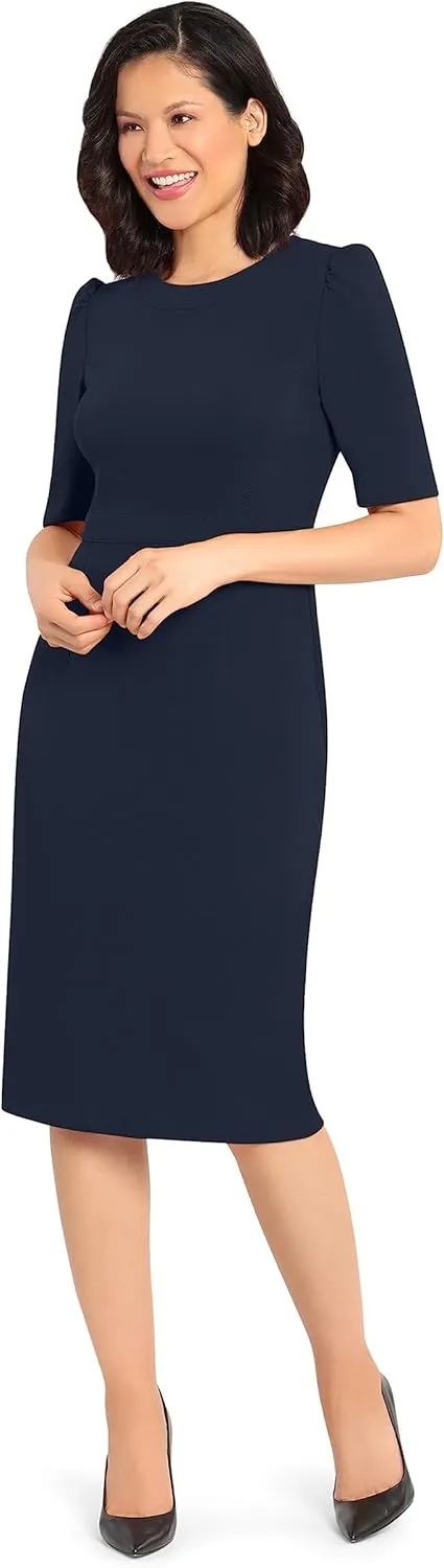 Donna Morgan Women's Sleek and Sophisticated Workwear Crepe Dress Office Career Desk to Dinner Occasion Guest of
