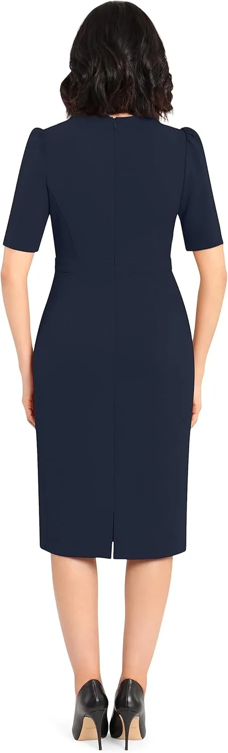 Donna Morgan Women's Sleek and Sophisticated Workwear Crepe Dress Office Career Desk to Dinner Occasion Guest of