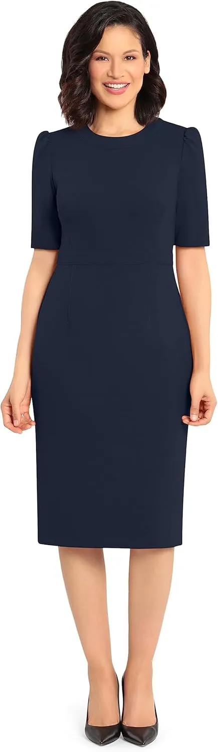 Donna Morgan Women's Sleek and Sophisticated Workwear Crepe Dress Office Career Desk to Dinner Occasion Guest of