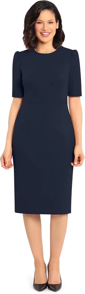 Donna Morgan Women's Sleek and Sophisticated Workwear Crepe Dress Office Career Desk to Dinner Occasion Guest of