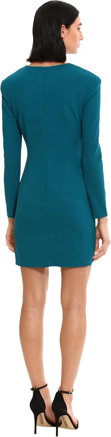 Donna Morgan Women's Sleek Extended Shoulder Crepe Sheath Dress Event Occasion Guest of