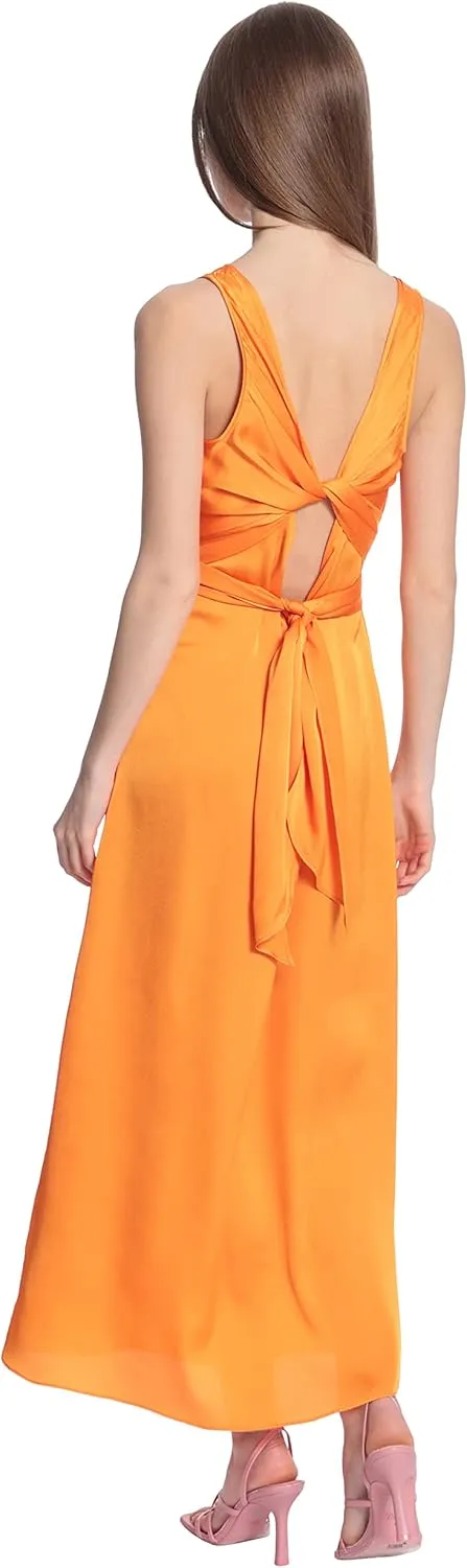 Donna Morgan Women's Sleek Sophisticated Sleeveless Maxi with Multi-wear Tie Event Party Occasion Guest of