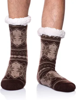 DoSmart Men's Winter Thermal Fleece Lining Knit Slipper Socks Soft Warm Cozy Fuzzy Fluffy Christmas Non Slip Socks