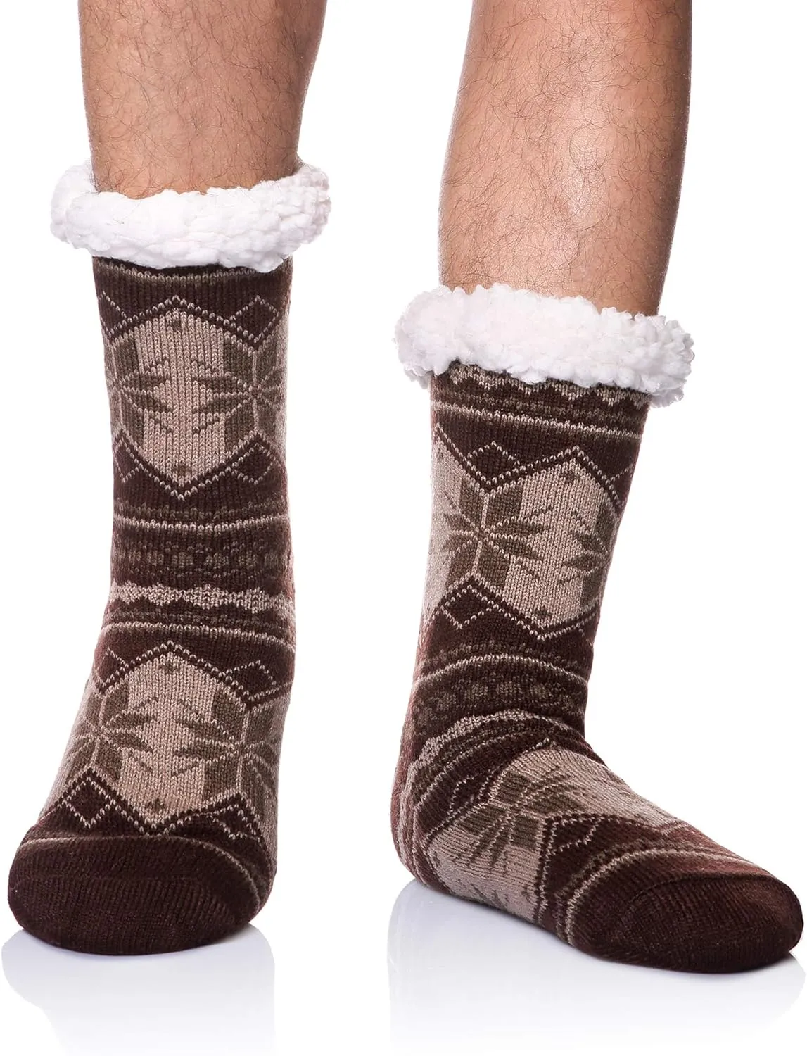 DoSmart Men's Winter Thermal Fleece Lining Knit Slipper Socks Soft Warm Cozy Fuzzy Fluffy Christmas Non Slip Socks
