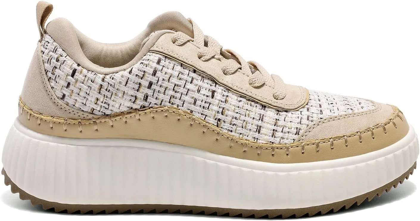 DREAM PAIRS Women Chunky City Tweed Comfortable Casual Platform Fashion Sneaker