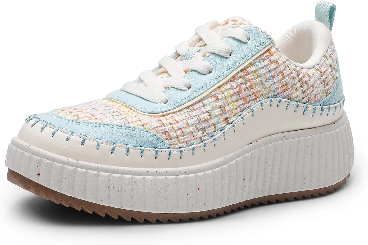 DREAM PAIRS Women Chunky City Tweed Comfortable Casual Platform Fashion Sneaker