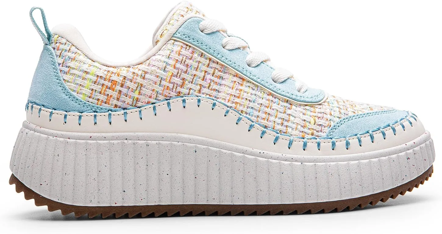 DREAM PAIRS Women Chunky City Tweed Comfortable Casual Platform Fashion Sneaker