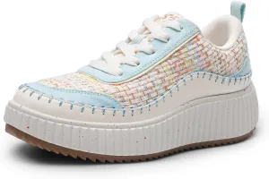 DREAM PAIRS Women Chunky City Tweed Comfortable Casual Platform Fashion Sneaker