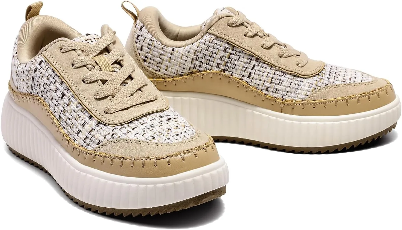DREAM PAIRS Women Chunky City Tweed Comfortable Casual Platform Fashion Sneaker
