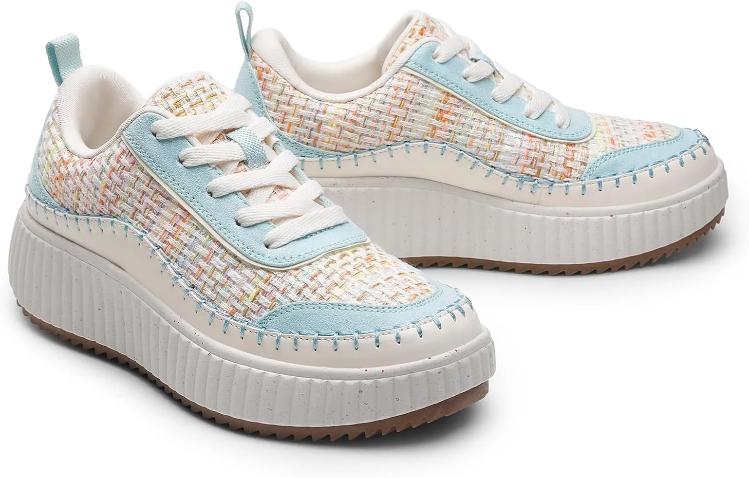 DREAM PAIRS Women Chunky City Tweed Comfortable Casual Platform Fashion Sneaker