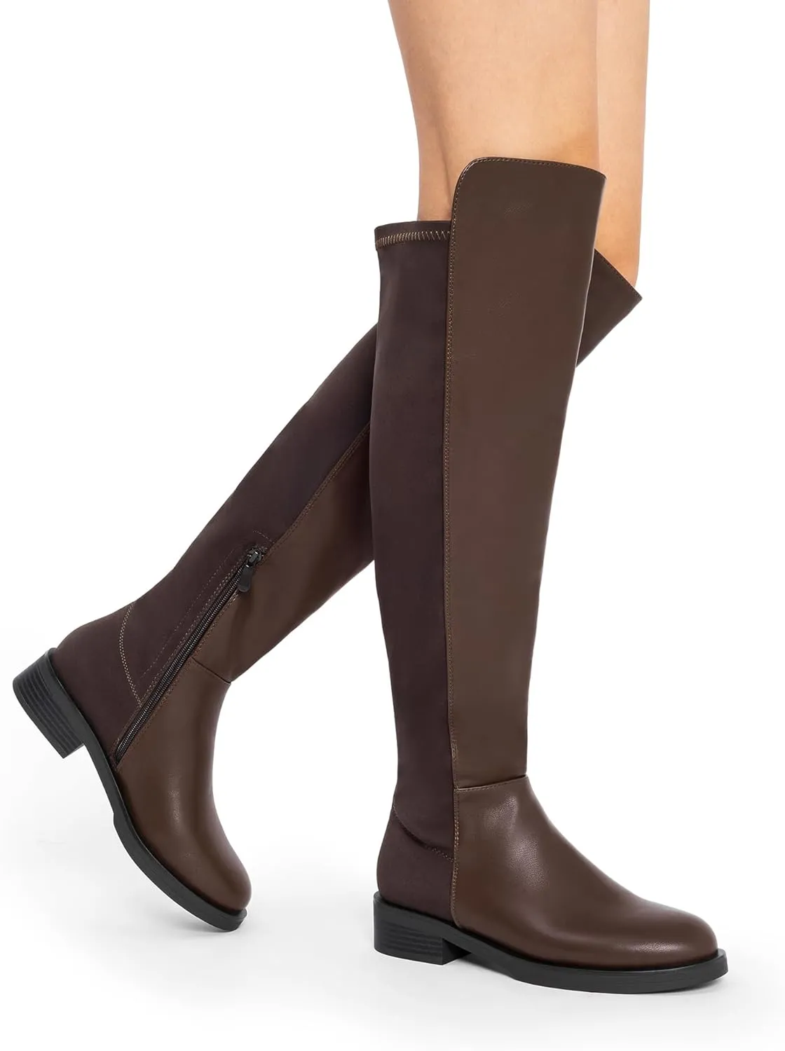 DREAM PAIRS Women's Knee High Boots, Comfortable Thigh High Daily Low Flat Heel Boots, SDOB2409W