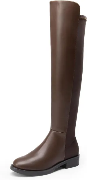 DREAM PAIRS Women's Knee High Boots, Comfortable Thigh High Daily Low Flat Heel Boots, SDOB2409W
