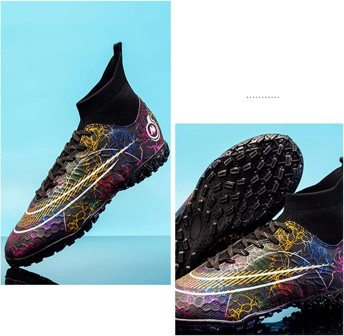 DRESER Competitive Unisex Soccer Shoes Men Women Indoor Outdoor Football Boots Athletic Turf Cleat Running Sports Lightweight Breathable Anti-Skid Damping Shoes