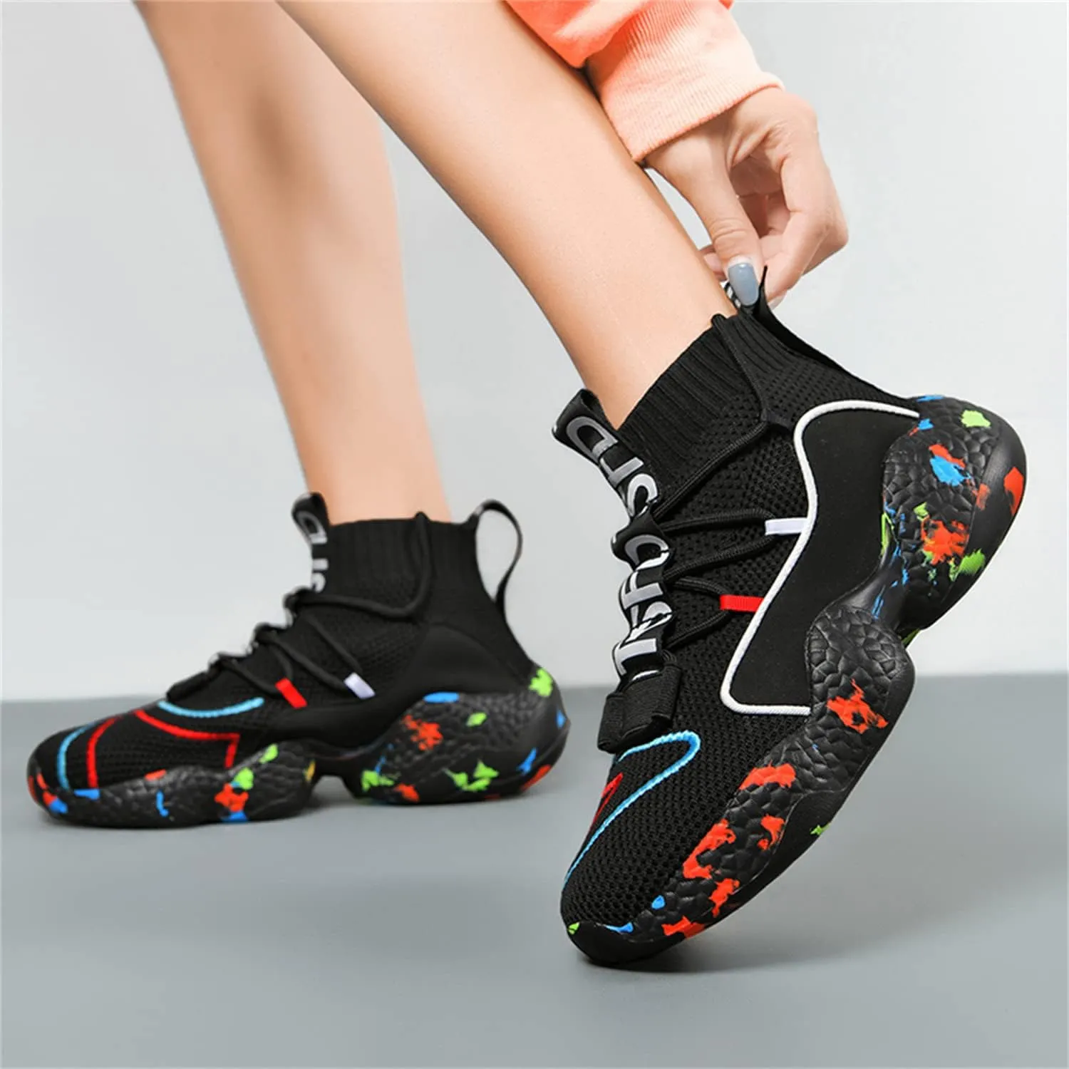 DRESER Couple Shoes High top Men's Socks Shoes Running Light Breathable Casual Women's Sports Shoes Fashion Sports Shoes Climbing Shoes