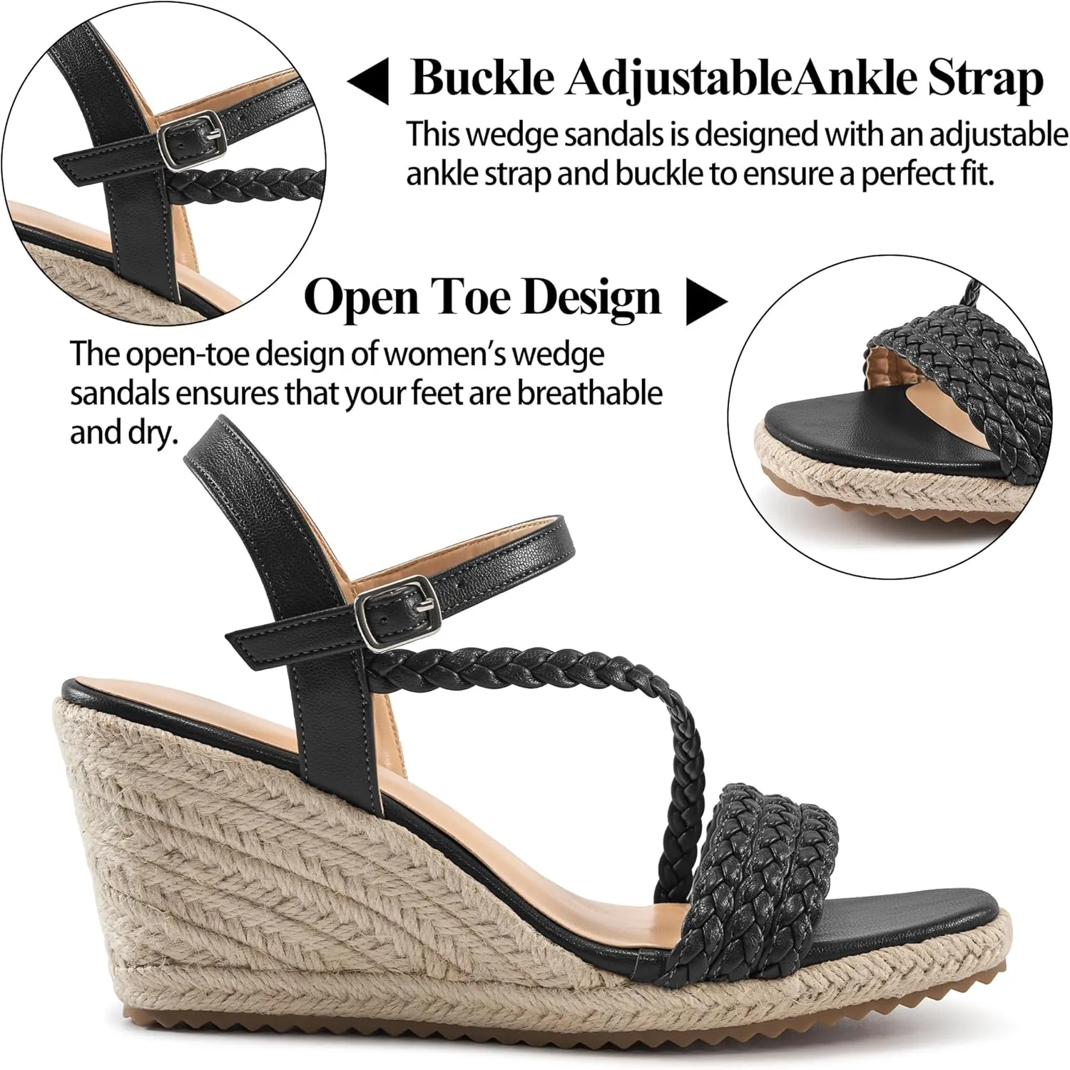Dressy Wedge Sandals for Women: Comfortable Espadrille Summer Wedding Platform Wedge