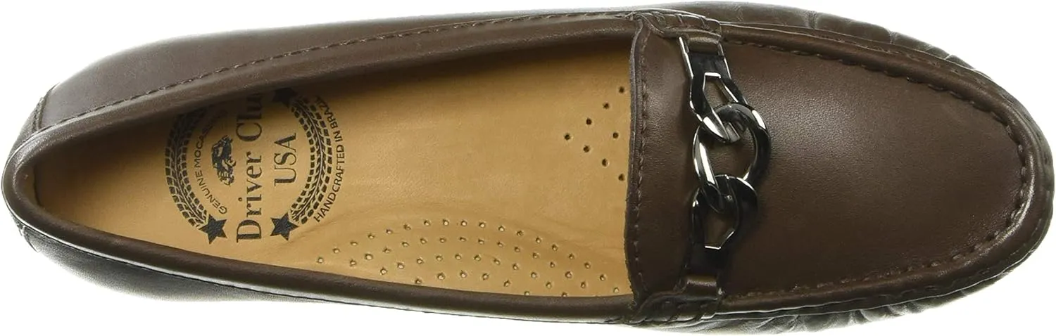 Driver Club USA Women's Leather Made in Brazil Chain Buckle Loafer