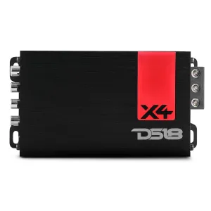 DS18 X4 Amplifier 4-Channel Ultra Compact Class D 4 x 70 Watts RMS @ 4-ohm, Stereo Full Range, Car Audio Amplifier, Great Compact Amp for Motorcycle, Powersports, Ultra Small Design