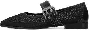 Dsevht Mary Janes Flats for Women Fashion Square Toe Flat Low Heel Easy Buckle Strap Flats Shoes