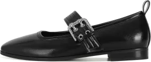 Dsevht Mary Janes Flats for Women Fashion Square Toe Flat Low Heel Easy Buckle Strap Flats Shoes