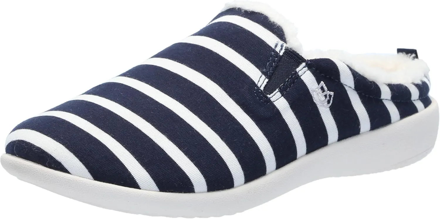 Dundee Stripe Slipper Grey/White / 7 Wide