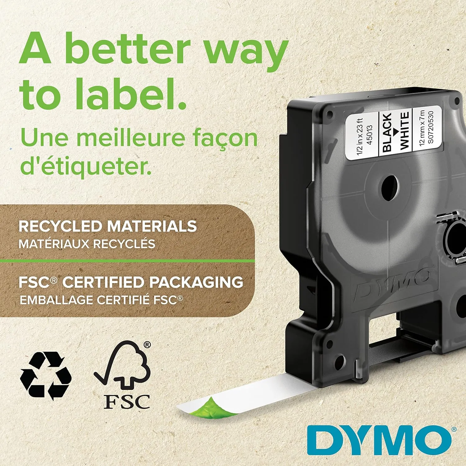 DYMO D1 Labels for LabelManager Label Makers, Black Print on White, 1/2-Inch x 23-Foot Rolls, Self-Adhesive, 4 Count