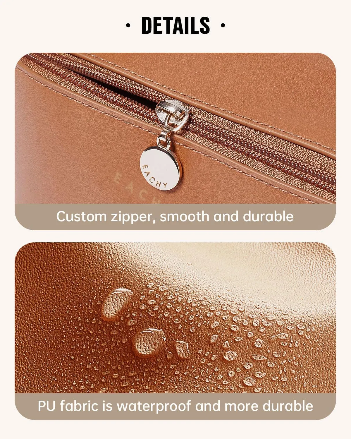 EACHY Travel Makeup Bag,Large Capacity Cosmetic Bags for Women,Waterproof Portable Pouch Open Flat Toiletry Bag Make up Organizer with Divider and Handle