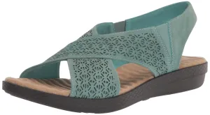 Easy Street Women's Claudia Flat Sandal, Turquoise, 7 Wide