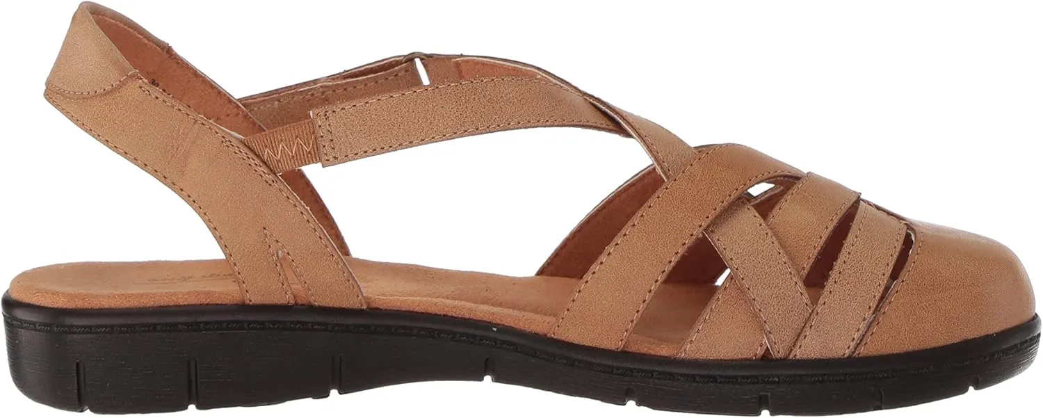 Easy Street Womens Garrett Faux Leather Strappy Flat Sandals