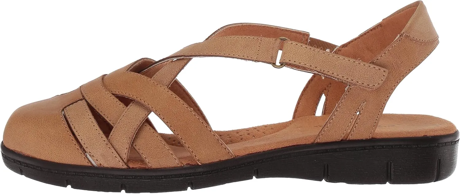 Easy Street Womens Garrett Faux Leather Strappy Flat Sandals