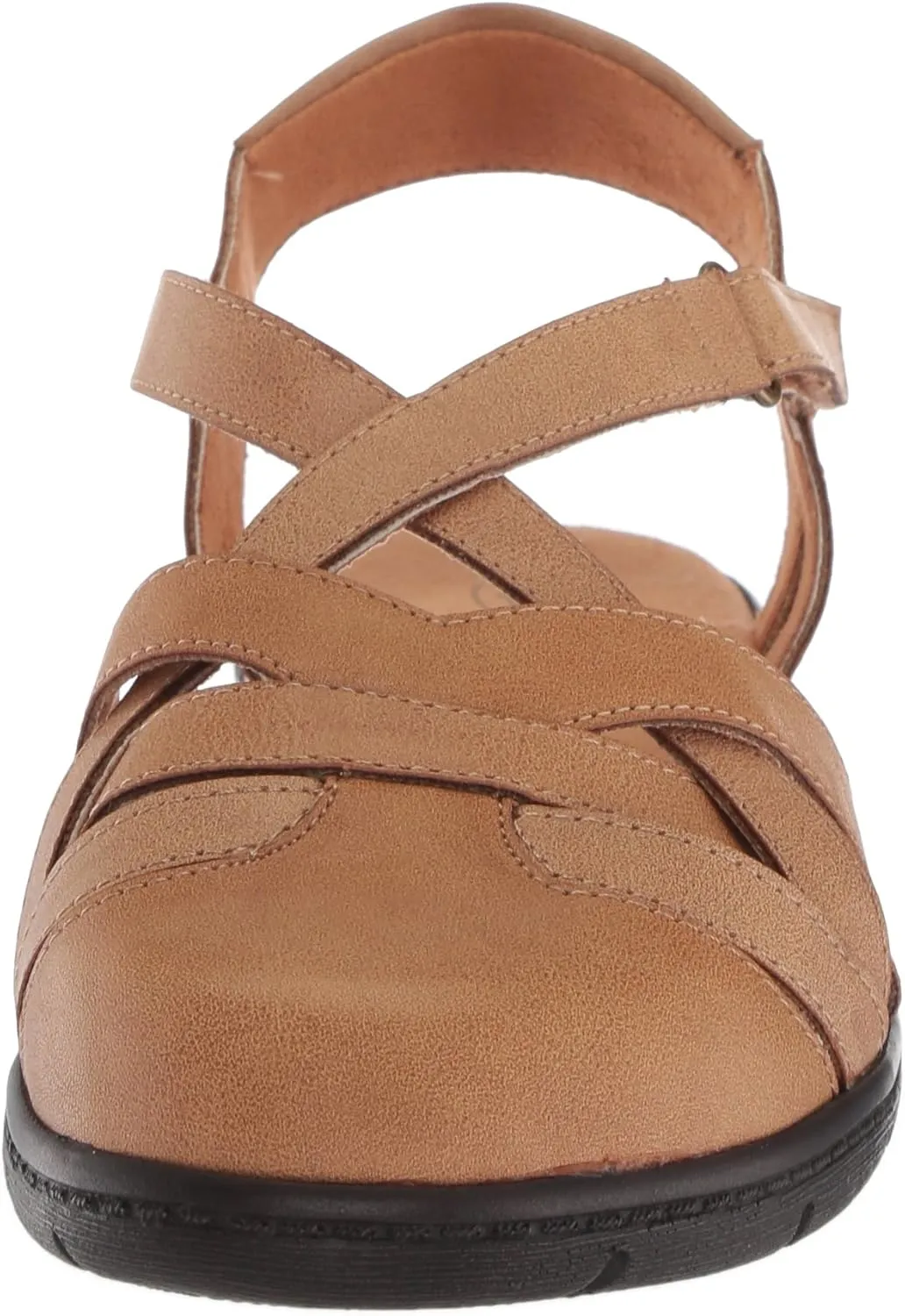 Easy Street Womens Garrett Faux Leather Strappy Flat Sandals