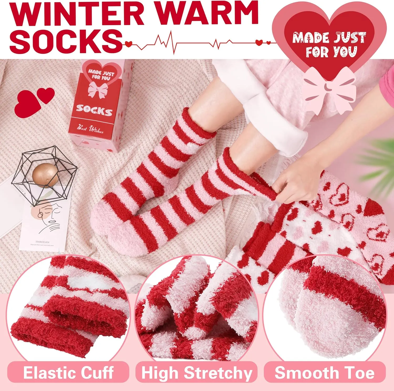 EBMORE Womens Fuzzy Socks Slipper Soft Cabin Plush Warm Fluffy Winter Sleep Cozy Adult Socks
