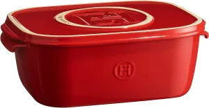 Emile Henry, Burgundy Cheese Storage Box/Serving Platter, 12 x 8 x 4.4in