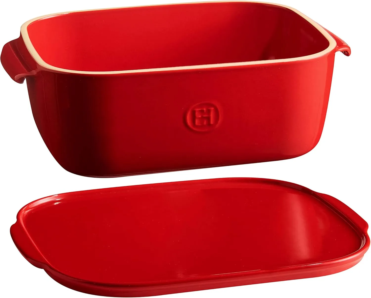 Emile Henry, Burgundy Cheese Storage Box/Serving Platter, 12 x 8 x 4.4in