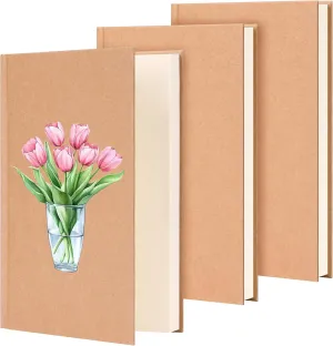 EOOUT 3pcs Blank Notebook, Hardcover Sketchbook Unlined Notebook, 120 Sheets, 100gsm Paper, 5.6 x 8.2in, Journal for Drawing, Art, Travelers Gifts, Students and Office Supplies