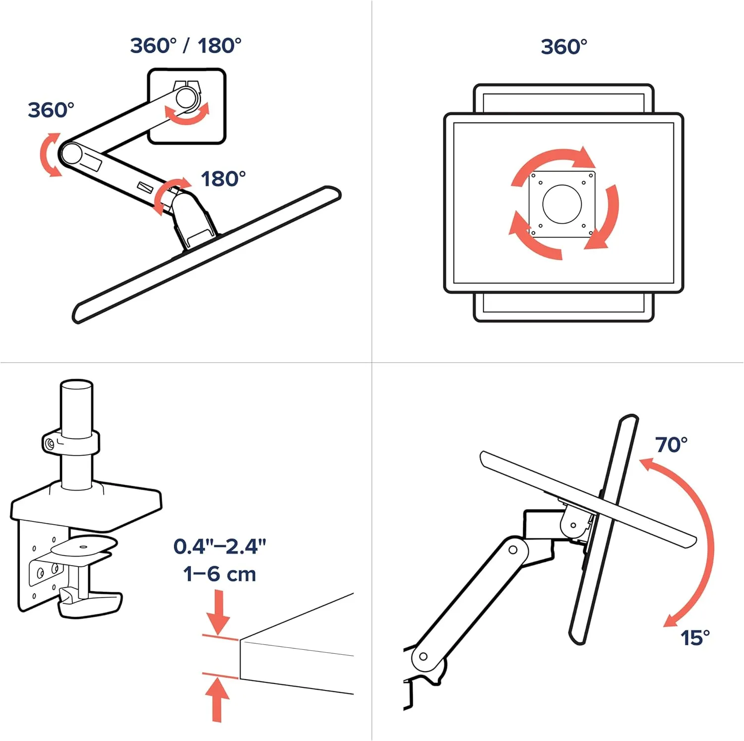 Ergotron – Upgraded LX Pro Premium Monitor Arm, Single Monitor Desk Mount – fits Flat Curved Ultrawide Computer Monitors up to 34 Inches, 4 to 22 lbs, VESA 75x75mm or 100x100mm – White