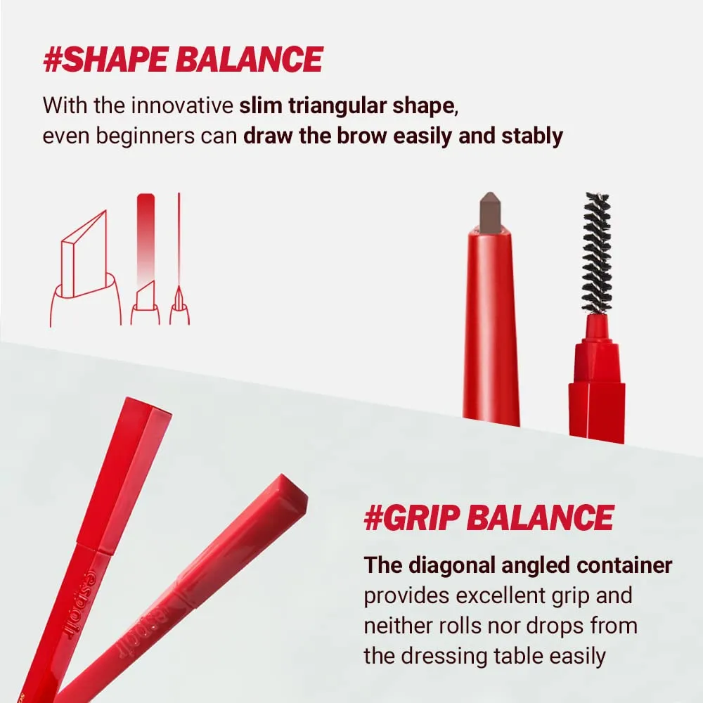 Espoir The Brow Balance Pencil #1 Classic Brown | Eye Brow Pencil that's Natural and Easy to Draw without Clumping | A Detailed and Rich Eyebrow Texture | Korean Makeup