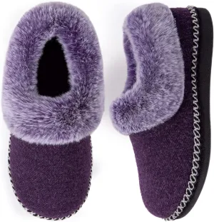 EverFoams Women's Bootie Slippers Warm Soft Comfy Memory Foam Non-slip Indoor House Shoes with Fluffy Collar