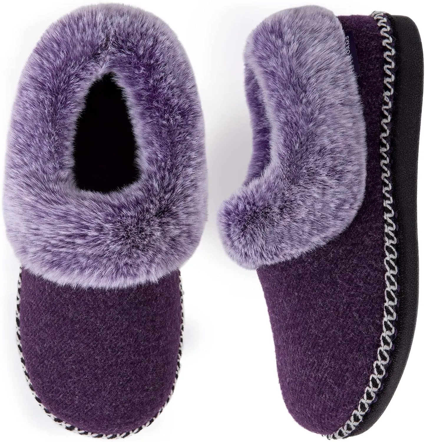 EverFoams Women's Bootie Slippers Warm Soft Comfy Memory Foam Non-slip Indoor House Shoes with Fluffy Collar