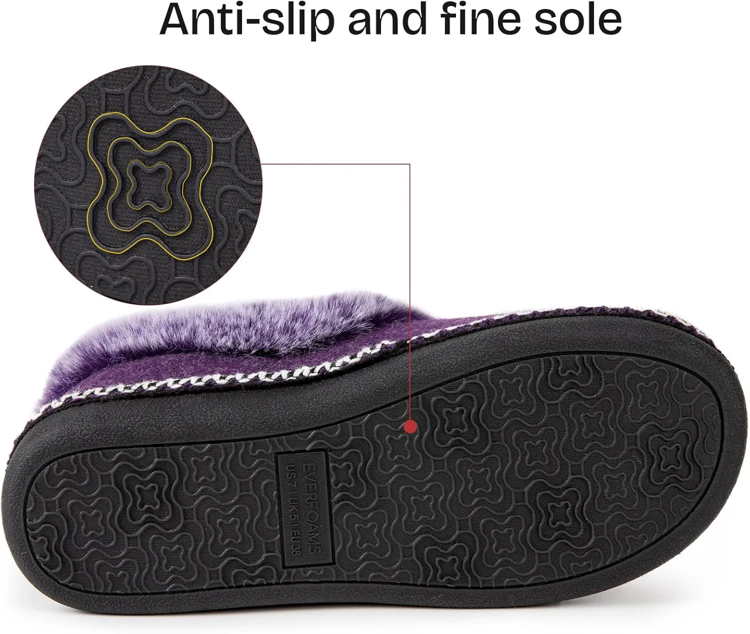 EverFoams Women's Bootie Slippers Warm Soft Comfy Memory Foam Non-slip Indoor House Shoes with Fluffy Collar
